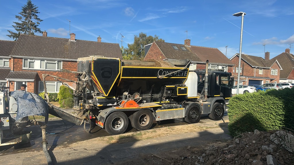 Volumetric Delivery Truck Pouring Concrete Northwood
