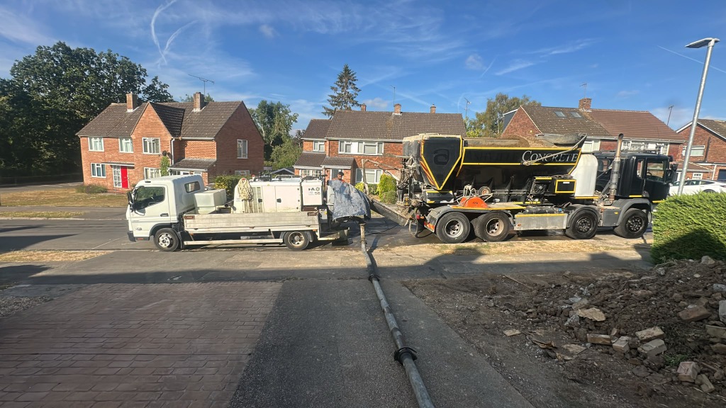 Ground Line Concrete Pumping in Foundation Trench Northwood